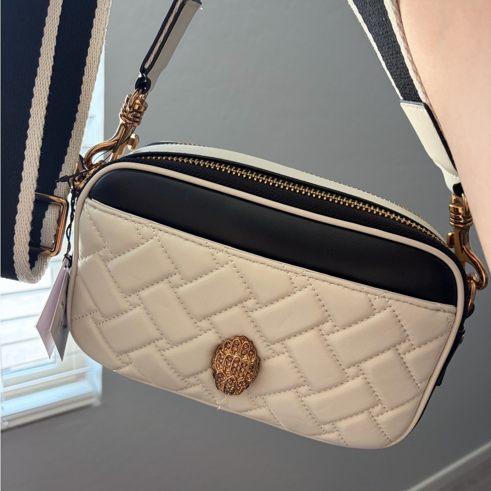 Kurt Geiger Black and Cream Quilted Crossbody Bag